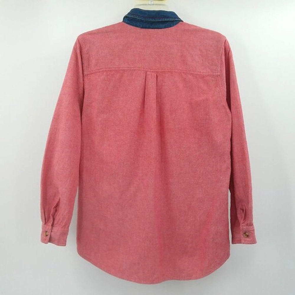 Vintage Casey & Max Button Up Shirt Women's S Red Chambray Embroidered Patchwork - Picture 7 of 11